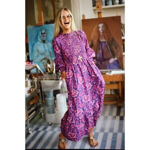 Pink City Prints Tuckernuck Isabel Smocked Midi Dress Violet African Purple Pink